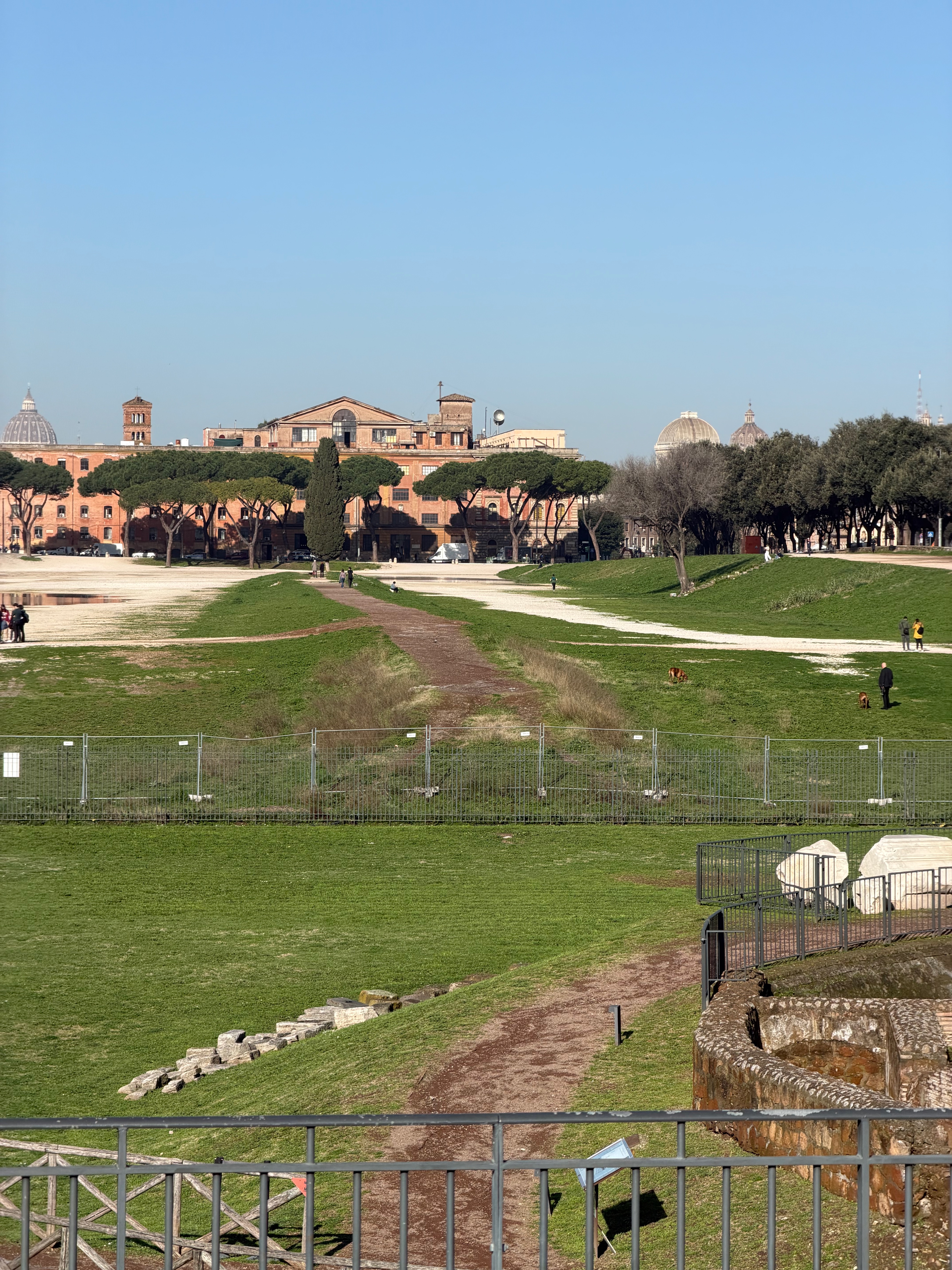 Looking out over Circus Maximus on a sunny day