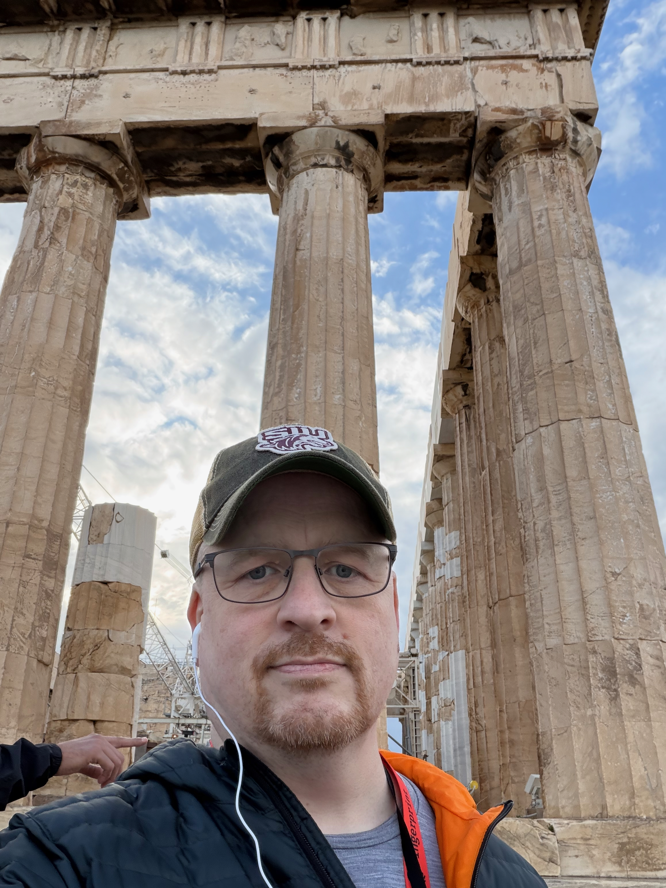 A selfie of me in front of the Parthenon during our tour