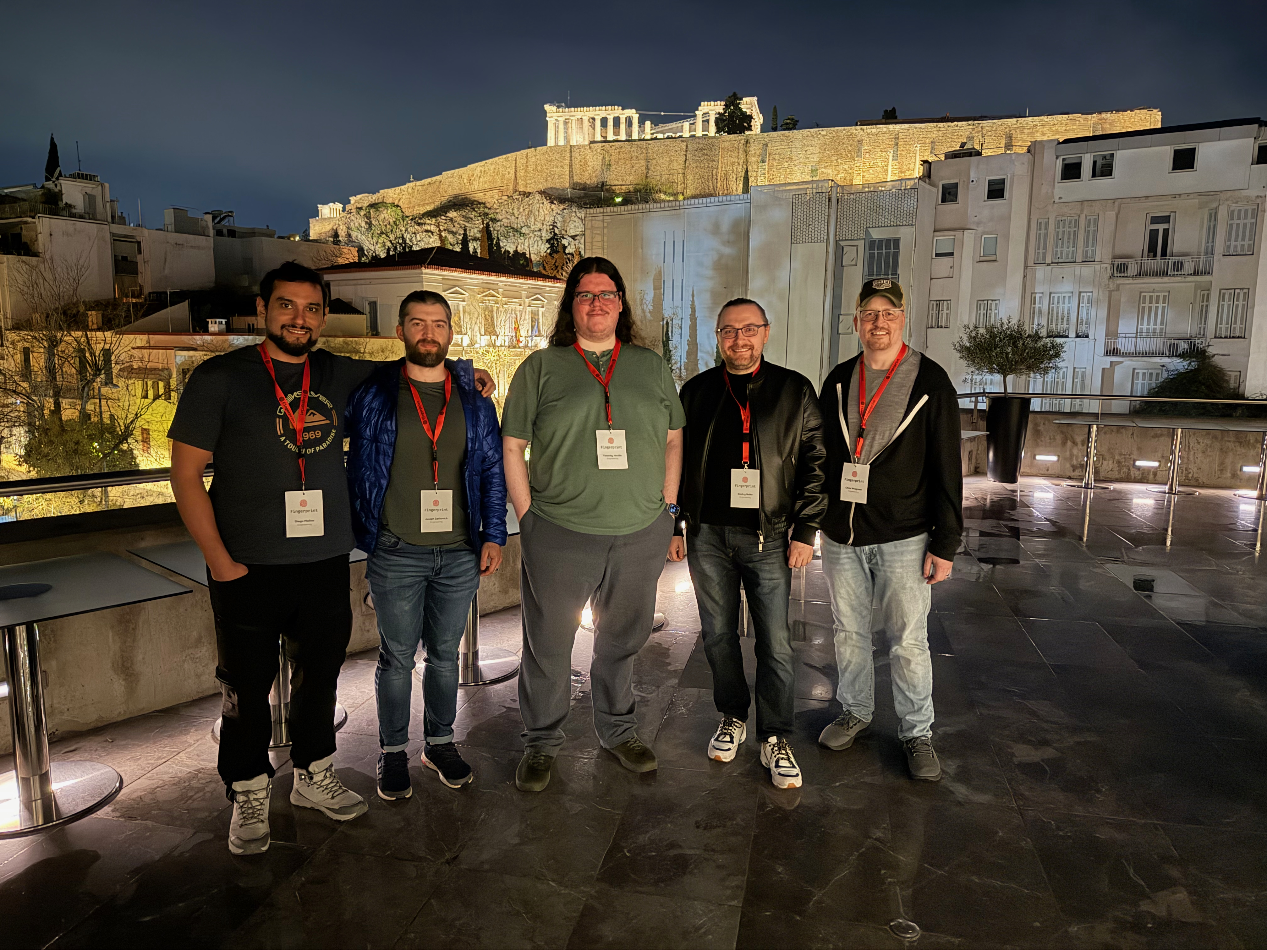 My original team at Fingerprint with the Acropolis in the background